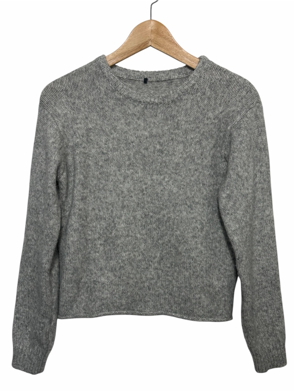 Brandy Melville Womens Gray Long Slv Crewneck Cropped Sweater Sz S Casual Preppy